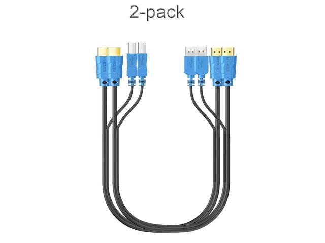 MT-VIKI 2 Pack USB KVM Cable - 6ft, 4K HDMI USB A/B Twin Cord for Standard KVM Switch