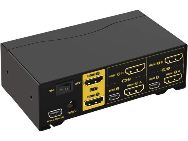 CKL HDMI KVM Switch 2 Port Dual Monitor 4K 60Hz, 2x2 PC Monitor Keyboard Mouse Selector with Audio and 2 USB 2.0 HUB (CKL-922HUA-2)