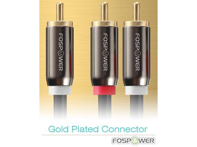 FosPower RCA Y-Adapter (3 Feet), 1 RCA Male to 2 RCA Male Short Y Splitter Digital Stereo Audio Cable for Subwoofer, Home Theater, Hi-Fi - Dual...