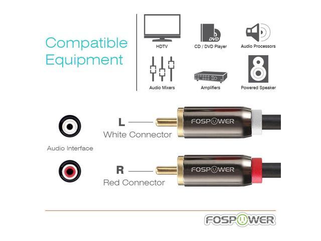 FosPower RCA Y-Adapter (3 Feet), 1 RCA Male to 2 RCA Male Short Y Splitter Digital Stereo Audio Cable for Subwoofer, Home Theater, Hi-Fi - Dual...