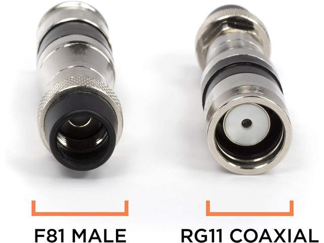 Coaxial Cable Compression Fitting - Proudly Made in The USA - Connector - for RG11 Coax Cable - with Weather Seal O Ring, Weather Boot, and Water...