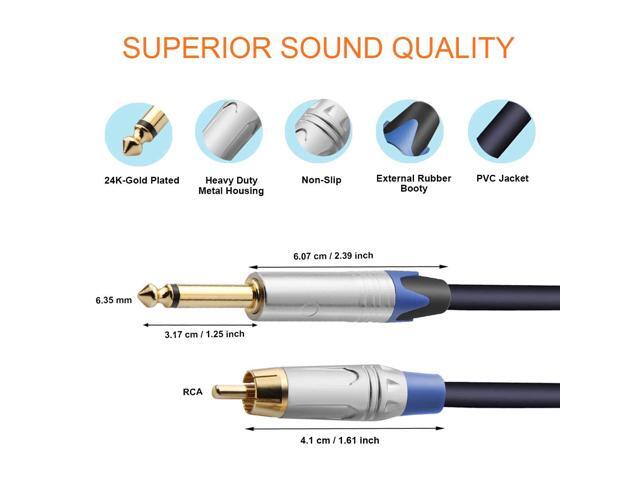 tisino RCA to 1/4 Cable, Dual RCA to Dual 1/4 inch TS Stereo Audio Interconnect Cable Patch Cords - 3.3 feet