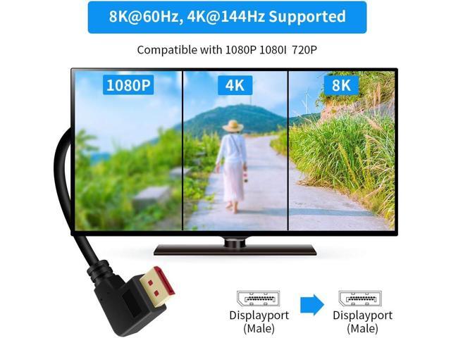 Right Angle Displayport 1.4 Cable Left Angled Displayport Cable, BolAAzuL 90-Degree Angled Displayport Cable V1.4 6FT/1.8M up to 8K/60Hz, 4K/144Hz...