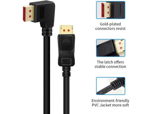 Right Angle Displayport 1.4 Cable Left Angled Displayport Cable, BolAAzuL 90-Degree Angled Displayport Cable V1.4 6FT/1.8M up to 8K/60Hz, 4K/144Hz...