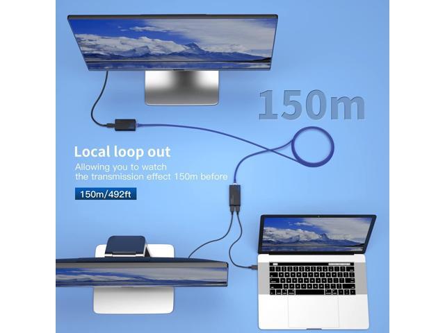 PWAY HDMI Extender 500ft Over Single Cat5e/6, One to Multiple Monitors by Gigabit Ethernet Switch, Full HD 1080P@60Hz Video Extended
