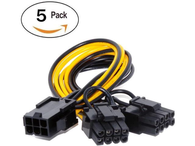 5PCS PCI-E 6-pin to Dual 6+2-pin (6-pin/8-pin) Power Splitter Cable Graphics Card PCIE PCI Express 6Pin to Dual 8Pin Power Cable