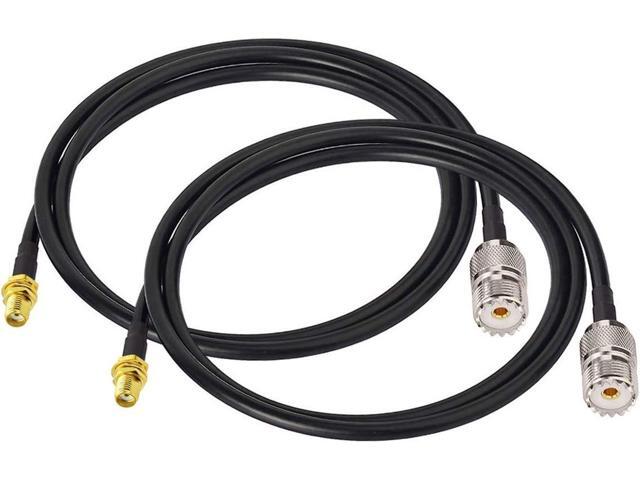 Bingfu Ham Radio Antenna Adapter SMA Female to UHF SO239 Female RG58 Coaxial Jumper Cable 1m 3 feet (2-Pack) for Handheld Ham Two Way Radio Walkie...