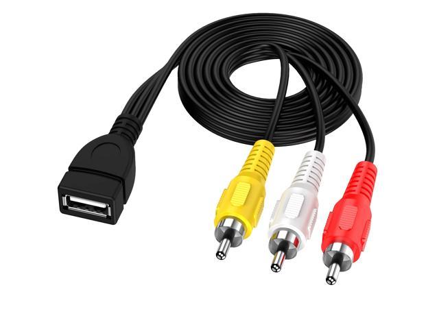 USB to RCA Cable,3 RCA to USB Cable, AV to USB, USB 2.0 Female to 3 RCA Male Video A/V Camcorder Adapter Cable for TV/Mac/PC 5feet/1.5M