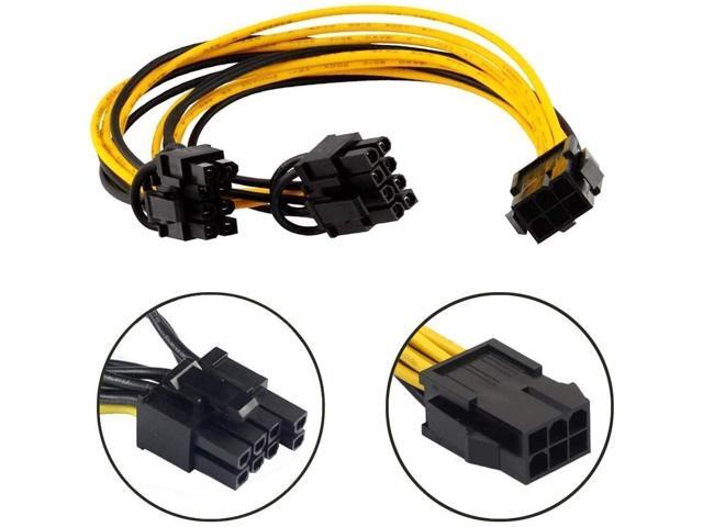 YW 6 Pin Female to Dual 8(6+2) Pin Male PCIe Adapter Power Cable PCI Express Y - Splitter Extension Cable 12.5 Inches (6 Pack)