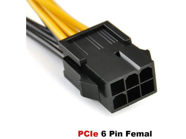 YW 6 Pin Female to Dual 8(6+2) Pin Male PCIe Adapter Power Cable PCI Express Y - Splitter Extension Cable 12.5 Inches (6 Pack)