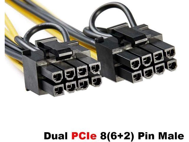 YW 6 Pin Female to Dual 8(6+2) Pin Male PCIe Adapter Power Cable PCI Express Y - Splitter Extension Cable 12.5 Inches (6 Pack)