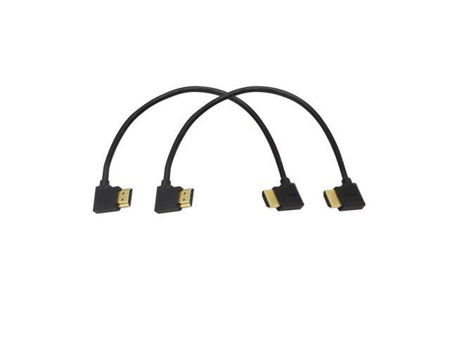 SinLoon Gold Plated High Speed 90 Angle Right HDMI Male to Left HDMI Male Adapter Cable Supports Ethernet, 3D and Audio Return (0.3M 2Pack LL-LL)