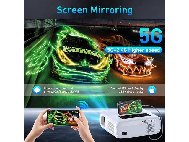[UPGRADE] Projector with WiFi and Bluetooth, GROVIEW 15000lux 490ANSI lm Native 1080P Projector, 300'' Movie Projector, Supports 4K & Zoom, 5G Sync...