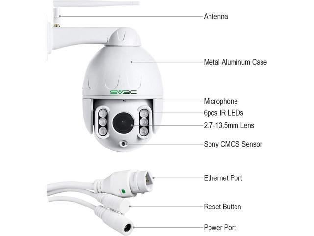 SV3C 1080P Outdoor PTZ WiFi Camera, ONVIF Security IP Camera with Auto Tracking, 197ft HD Night Vision, 5X Optical Zoom, Two-Way Audio, Waterproof,...