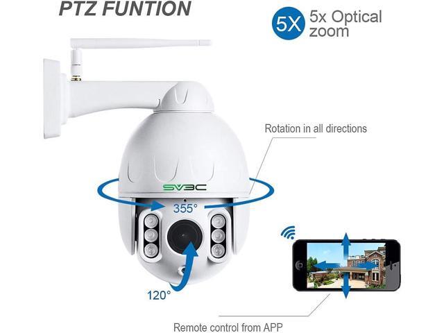 SV3C 1080P Outdoor PTZ WiFi Camera, ONVIF Security IP Camera with Auto Tracking, 197ft HD Night Vision, 5X Optical Zoom, Two-Way Audio, Waterproof,...