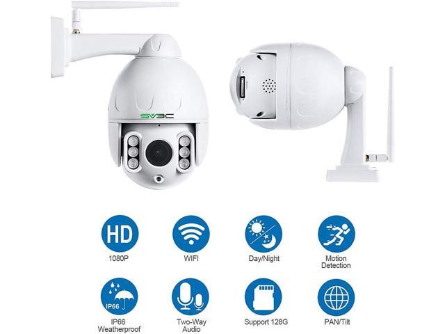 SV3C 1080P Outdoor PTZ WiFi Camera, ONVIF Security IP Camera with Auto Tracking, 197ft HD Night Vision, 5X Optical Zoom, Two-Way Audio, Waterproof,...