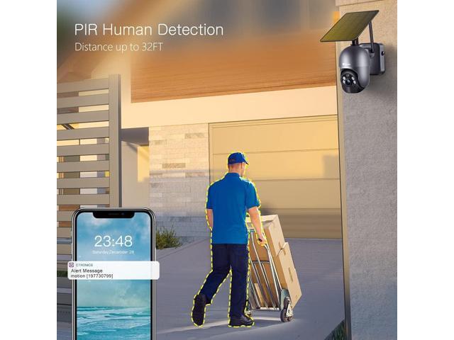 Ctronics 3MP Solar Security Camera Wireless Outdoor WiFi, PTZ Surveillacne Camera Battery-Powered for Home Security, 360° View, Spotlight Color...