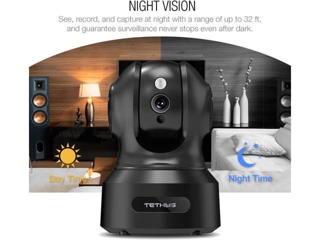 TETHYS Wireless Security Camera 1080P Indoor [Work with Alexa] Pan/Tilt WiFi Smart IP Camera Dome Surveillance System w/Night Vision,Motion...