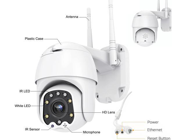 Outdoor PTZ WiFi IP Security Camera 1080P Home Surveillance Camera Pan/Tilt Two-Way Audio Motion Detection Color Night Vision Auto Tracking...