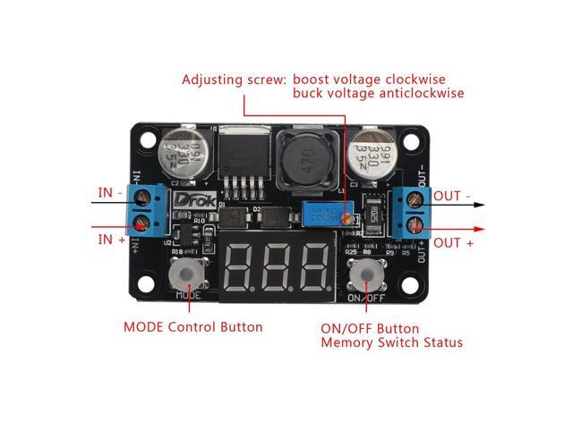 DROK 180057 LM2596 Analog Control Buck Converter DC-DC 4-32V to 1.25-30V Step-down Regulator Module 24V 12V to 5V 3A Power Inverter Volt Stabilizer...