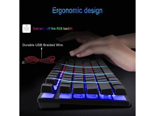 RGB Gaming Keyboard and Backlit Mouse Combo, USB Wired, LED Gaming Set for Laptop PC Computer Game and Work