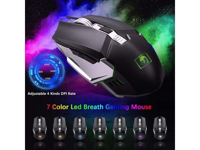Wireless Gaming Keyboard and Mouse Combo,3 in 1 Rainbow LED Rechargeable Keyboard Mouse with 3800mAh Battery Metal Panel,10 Colors RGB Gaming Mouse...