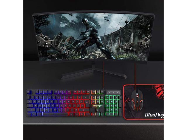 RGB Gaming Keyboard and Backlit Mouse Combo, USB Wired, LED Gaming Set for Laptop PC Computer Game and Work