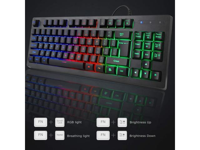 RGB 87 Keys Gaming Keyboard and Backlit Mouse Combo,BlueFinger USB Wired Rainbow Keyboard,Gaming Keyboard Set for Laptop PC Computer Game and Work