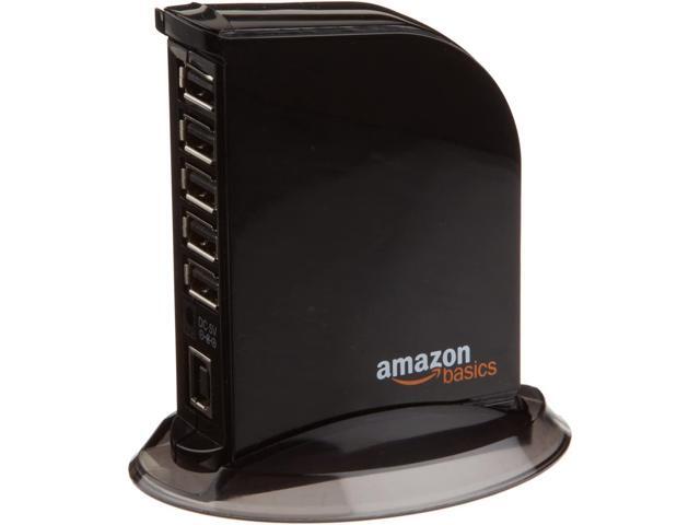 A 7 Port USB 2.0 Hub Tower with 5V/4A Power Adapter