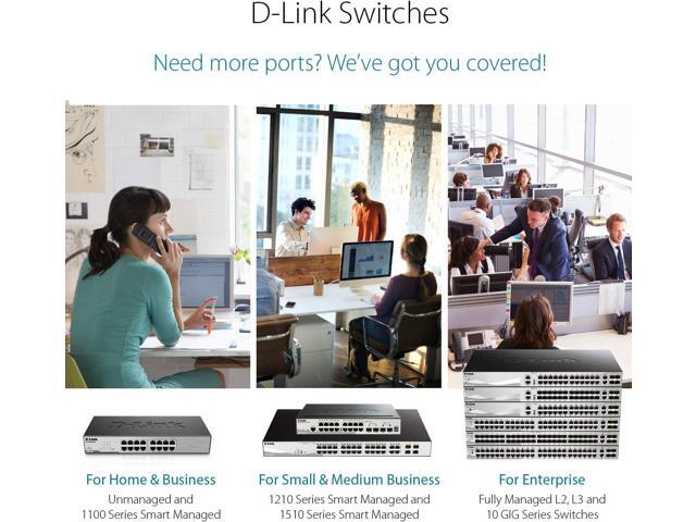 D-Link Fast Ethernet Switch, 8 10 Port Gigabit Web Smart Managed Layer 2 Features with 2 Gigabit SFP Ports (DGS-1210-10), Black/Grey