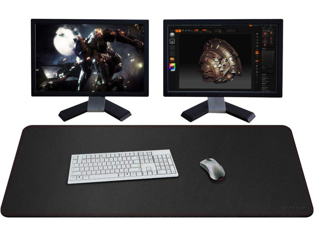 ZORESYN XXL Desk Mat - 43.3'x19.7' PU Leather Desk Pad for Office & Home, Waterproof and Durable Desk Protector for Keyboard and Mouse (Black)