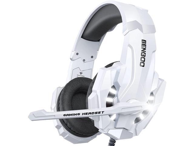 BENGOO Pro Gaming Headset for PS4 PS5 PC Xbox One Controller, Noise Cancelling Over Ear Headphones with Mic, LED Light, Bass Surround, Soft Memory.
