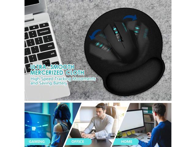 Ergonomic Mouse Pad 3 Pack with Wrist Rest Support, Round Gaming Mousepad with Smooth Lycra Surface & Non-Slip Rubber Base for Computer, Laptop,...