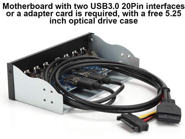 USB3.0 8-Port Optical Drive Front Panel,19Pin 8-Port Hub Optical Drive Expansion Pc Computer Front Panel Adapter,5.25 Inch Optical Drive Box...