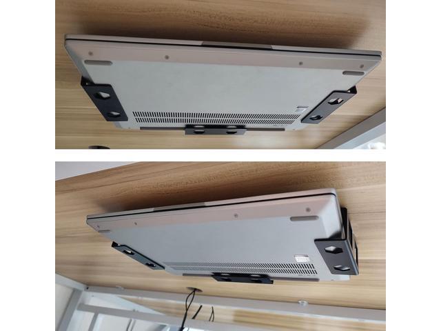 PIAOLGYI Black Under Desk Laptop Holder Mount with Screw,Under Desk Laptop Mount Bracket,Add On Under Table Laptop/Keyboard Storage3 Pcs