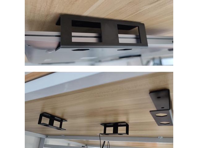 PIAOLGYI Black Under Desk Laptop Holder Mount with Screw,Under Desk Laptop Mount Bracket,Add On Under Table Laptop/Keyboard Storage3 Pcs