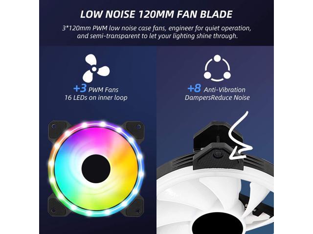 3 Pack RGB Case Fans, 120mm Ultra-Quiet RGB Chassis Cooling Fans, Equiped with Remote Control Hub, 5V ARGB Sync, Speed Adjustable Colorful Cooler,...
