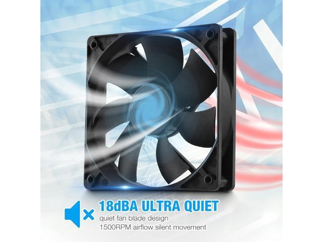12V DC 120mm Quiet Cooling Fan Silent, Variable Speed Control by 5V to 12V Input, Dual Ball Bearings 3 Pin for PC Computer Case, Home Theater...