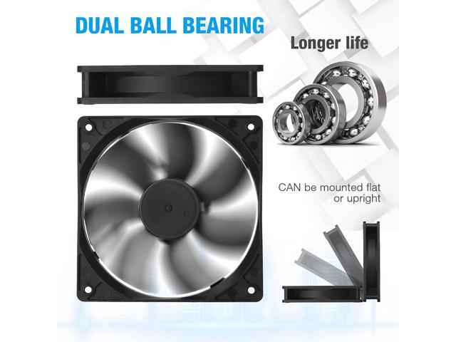 12V DC 120mm Quiet Cooling Fan Silent, Variable Speed Control by 5V to 12V Input, Dual Ball Bearings 3 Pin for PC Computer Case, Home Theater...