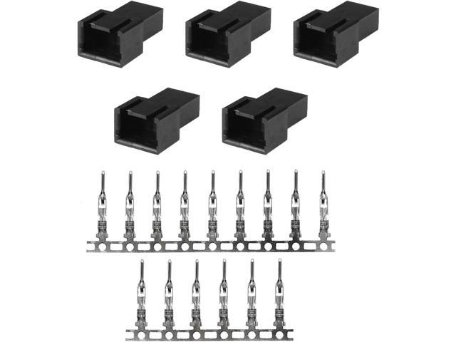 5PCS Male 3-Pin PC Fan Connector Kit (5PCS 3 Pin 3Pin Fan Male PWM Power Shell Connector Housing + 15PCS Terminal Crimp Pins)