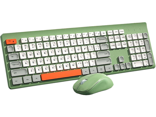 Wireless Keyboard Mouse Set,2.4G USB Portable Chocolate Silent Keyboard with Cute Colorful Round Keycap,104-Key Full-Size Home Office Keyboard Mice...