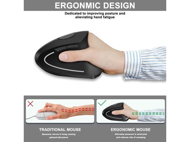 Vassink Ergonomic Mouse, Rechargeable Wireless Mouse, 2.4GHz Rechargeable Wireless Vertical Optical Mice with USB Receiver, 6 Buttons,...