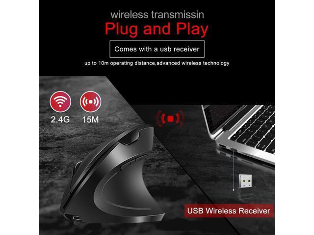 Vassink Ergonomic Mouse, Rechargeable Wireless Mouse, 2.4GHz Rechargeable Wireless Vertical Optical Mice with USB Receiver, 6 Buttons,...
