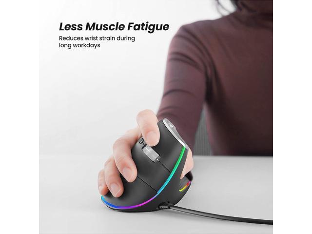Nulea M504 Wired Vertical Mouse, USB Ergonomic Optical Mouse with 4 Adjustable DPI, 11 RGB Backlight Modes, Compatible for Laptop, PC, Desktop,...