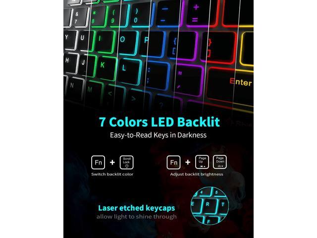 Wireless Backlit Keyboard, Rechargeable USB Silent Keyboard, 2.4G Cordless Full Size, Compatible with Apple iMac, MacBook and PC, Computer Laptop,...
