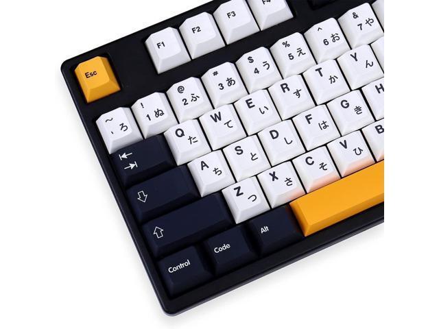 Japanese Keycaps 133 Keys Black White Keycap Cherry Profile Dye-Sub PBT Minimalist Compatible with GH60 / GK64 / GK61 / 68/87/104 Keyboard