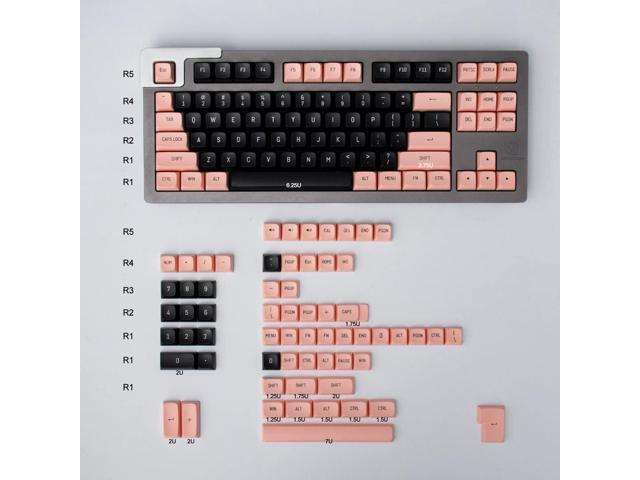Pink and Black Keycaps 150 Keys Doubleshot MSA Profile Custom Keycaps for 61/64/68/84/87/96/104/108 Gaming Keyboard