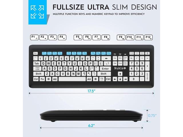 Magnus 325 Wireless Large Print Full Size Computer Keyboard High Contrast Black & White Keys Soft Buttons Ideal for Visually Impaired,...