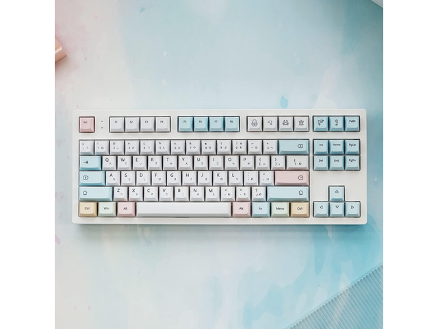 CuXiu Chalk Keycaps 136 Keys PBT Keycap Set for Cherry MX Switches Cherry Profile Japanese Keycaps for Mechanical Keyboard Dye Sub gh60 xd64 xd84...