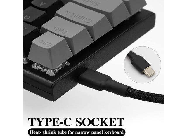 Customer Coiled Keyboard Cable for Gaming Mechanical Keyboard, Handwork Braided + PET Mesh, Metal Plug, with Detachable Metal Aviator Connector, 3...